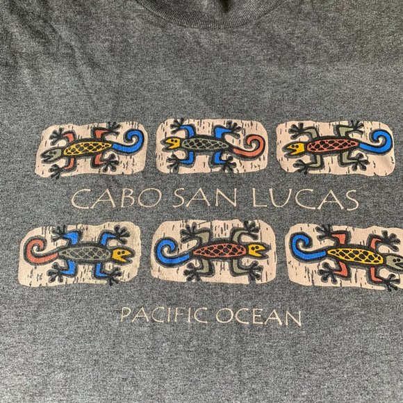 Vintage Cabo San Lucas Rainbow Gecko Graphic Tee Tourist Lizard - Picture 8 of 12